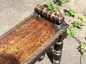 Super little bench/window seat in quality english oak superbly carved strong and sturdy condition excellent, length being 120 cm width 20 cm heights 51 cm, reference or tel: we accept online payments for all our items listed: bank transfer cash on collection or if wishing over the phone using your debit or credit cards, also doing layby payments plan, or email giving your address details & contact number and we shall send you your items invoice to make