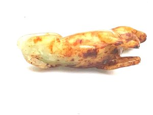 Meant for the scholar's desk, this wonderful animal would have served as a curiosity, a fondling stone, paperweight, and object of wonder, to be viewed, touched, discussed and admired. Circa 17th century overall conditions very good length of 10 cm heights 6 cm depth being 3 cm.