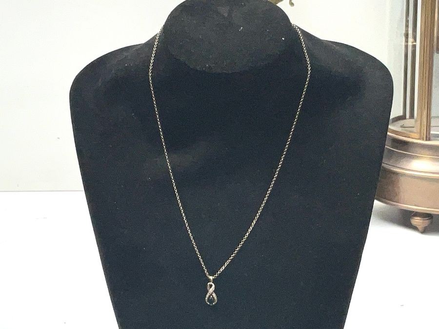 Primary image for Gold Diamonds & Sapphire Pendant With Gold Chain.