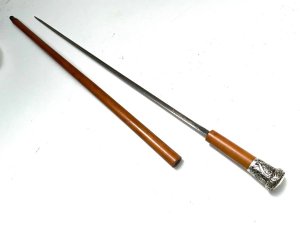 Malacca cane silver topped walking stick fitted with a double edge masonic blade by t wilkinson pall mall london, the walking stick was owned by an officer belonging to the 4th battalion of the grenadier guards that were formed in 1915, the silver tops hallmarked for birmingham 1915, the overall condition of which is excellent the blades superbly engraved and in excellent condition and shape, the length being 92 cm silver tops diameter is 5 cm sticks diameter from tops 3 cm tapering down to the ferrule 25 mm, from steel tip to top of handles 86 cm, reference dbsd4 tel: we accept online payments for all our items listed: bank transfer cash on collection or if wishing over the phone using your debit or credit cards, also doing layby payments plan, or email giving your address details & contact number and we shall send you your items invoice to make