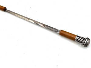 Silver topped hallmarks for london 1909 wood is malacca, superb double edged blade, stick has undertone of being belonging to a military gentleman, overall condition excellent, total length being 92 cm silver tops diameter being 4 cm sticks diameter from handle is 3 cm tapering down to the ferrule 2.4 cm from steel tip to top of handle is 90 cm, reference l16 tel: we accept online payments for all our items listed: bank transfer cash on collection or if wishing over the phone using your debit or credit cards, also doing layby payments plan, or email giving your address details & contact number and we shall send you your items invoice to make