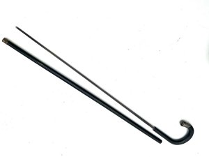 Silver hallmarks for london 1924 sticks hard ebony and in good condition all fittings very firm, german soligen rapier blade high tension and in very good condition, overall length being 88 cm across crooks handle is 12 cm diameter of stick from tops 2 cm tapering down to ferules 14 mm, from steels tip to top of handle is 80 cm, refence lp3. Tel: we accept online payments for all our items listed: bank transfer cash on collection or if wishing over the phone using your debit or credit cards, also doing layby payments plan, or email giving your address details & contact number and we shall send you your items invoice to make