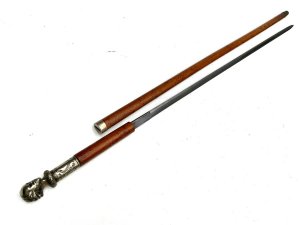 Exceptional quality item, has the blemishes of time on the malacca cane top has weathered much better as very heavy cast bronze then silver plated, the beautiful blade by w. K c solingen of germany consider blade military and late 19th century, the blade and bust are in very good condition, the blade wonderfully engraved the fittings are very firm, total length 92 cm and from steel tip to top of handle 88 cm, canes diameter from bust is 2 cm tapering down to ferrule 18 mm, offering free delivery uk reference ifgc we accept online payments for all our items listed: bank transfer cash on collection personal cheques or if wishing over the phone using your debit or credit cards, or email giving your  address details & contact number and we shall send you your items invoice to make payment. Send  your request to    