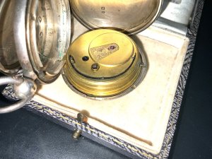 Engraved on back plate makers name katie barwell 1894, the cased has a london hallmark for 1886, the movements mechanical and fussee in perfect working order. A superb watch from the famous guild of coventry watch makers, cases diameter of 5 cm no dings but showing much loving handling, reference drc2 tel: we accept online payments for all our items listed: bank transfer cash on collection or if wishing over the phone using your debit or credit cards, also doing layby payments plan, or email giving your address details & contact number and we shall send you your items invoice to make