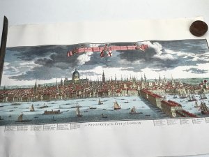 Futuristic idea of london large in size on quality parchment type paper never framed, overall condition is very good as been stored in a dry and dark environment, reference sylv tel: we accept online payments for all our items listed: bank transfer cash on collection or if wishing over the phone using your debit or credit cards, also doing layby payments plan, or email giving your address details & contact number and we shall send you your items invoice to make