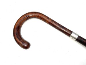 1920's condition strong and sturdy, silver collar total length of 91 cm across crooks handle 125 mm diameter of stick from handle 2 cm tapering down to ferule 18 mm, from steels tip to top of the handle being 83 cm, offering free delivery reference lc24 tel: we accept online payments for all our items listed: bank transfer cash on collection or if wishing over the phone using your debit or credit cards, also doing layby payments plan, or email giving your address details & contact number and we shall send you your items invoice to make
