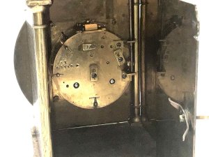 Clocks in good condition and full working order, striking on the bell, strikes once the quarter twice the half four time the three quarters six times and on the hour just strikes the time on the main bell. Standing 38 cm high length of 16 cm depth 16 cm too. Offering free delivery uk reference dbgs tel: we accept online payments for all our items listed: bank transfer cash on collection personal cheques or if wishing over the phone using your debit or credit cards, also doing layby payments plan, or email giving your address details & contact number and we shall send you your items invoice to make