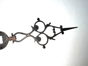 Antique steel set of clocks hands in excellent condition, minute hand length of 138mm the hour hand length being 96mm both lengths being measured from central holes. Reference drc8 tel: we accept online payments for all our items listed: bank transfer cash on collection or if wishing over the phone using your debit or credit cards, also doing layby payments plan, or email giving your address details & contact number and we shall send you your items invoice to make