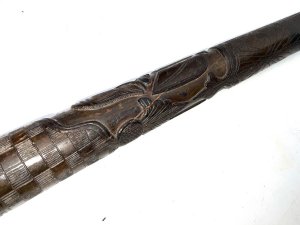 Extreme heavy hardwood stick, heavily carved by the finest, used for the martial arts to combat back in history against the sword, martial art called by the name bokken, but now lends itself for a firm and strong aid whilst out for a pleasant walk, total length of 97cm diameter of top grips 3.5cm diameter of stick from tops 3cm tapering down to bottom being 2cm, reference frgc tel: we accept online payments for all our items listed: bank transfer cash on collection or if wishing over the phone using your debit or credit cards, also doing layby payments plan, or email giving your address details & contact number and we shall send you your items invoice to make