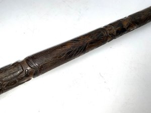 Extreme heavy hardwood stick, heavily carved by the finest, used for the martial arts to combat back in history against the sword, martial art called by the name bokken, but now lends itself for a firm and strong aid whilst out for a pleasant walk, total length of 97cm diameter of top grips 3.5cm diameter of stick from tops 3cm tapering down to bottom being 2cm, reference frgc tel: we accept online payments for all our items listed: bank transfer cash on collection or if wishing over the phone using your debit or credit cards, also doing layby payments plan, or email giving your address details & contact number and we shall send you your items invoice to make