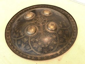 Superbly decorated, condition excellent for age, consider 18th century has diameter of 60cm depth being 10cm made with heavy quality steel,