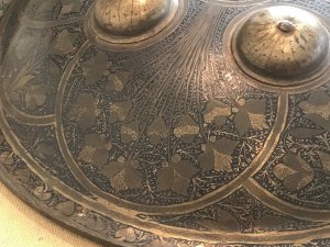 Superbly decorated, condition excellent for age, consider 18th century has diameter of 60cm depth being 10cm made with heavy quality steel,