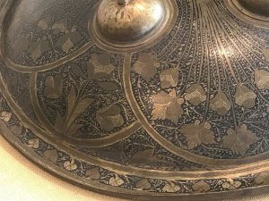 Superbly decorated, condition excellent for age, consider 18th century has diameter of 60cm depth being 10cm made with heavy quality steel,