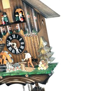 Fantastic clock in perfect condition and working order playing tunes on the half’s and hours, the cuckoo pops out too, the musical folks rotate the water wheel turns and the man strikes the anvil too fantastic quality also has the night turn off switch. Tel: we accept online payments for all our items listed: bank transfer cash on collection or if wishing over the phone using your debit or credit cards, also doing layby payments plan, or email giving your address details & contact number and we shall send you your items invoice to make reference dbss