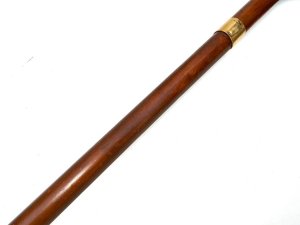 Late 19th century stick woods malacca having an 18ct gold plated collar. Condition is very good length in total being 92 cm and across the handles length is 15 cm the diameter of stick from handles 2 cm tapering down to the bottom 2 cm, from steel tip to the top of the handle is 84 cm, offering free uk delivery reference kt11. Tel: we accept online payments for all our items listed: bank transfer cash on collection or if wishing over the phone using your debit or credit cards, also doing layby payments plan, or email giving your address details & contact number and we shall send you your items invoice to make