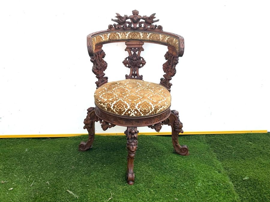 Primary image for Italian Noble Mans Carved Walnut Audience Armchair.