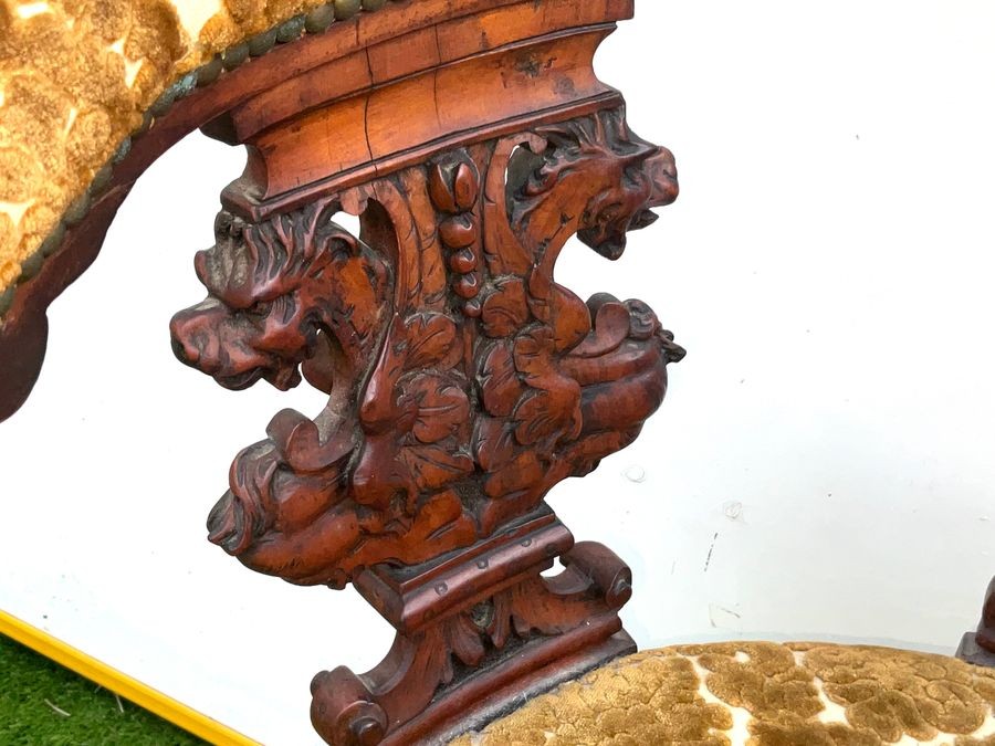 Italian Noble Mans Carved Walnut Audience Armchair.