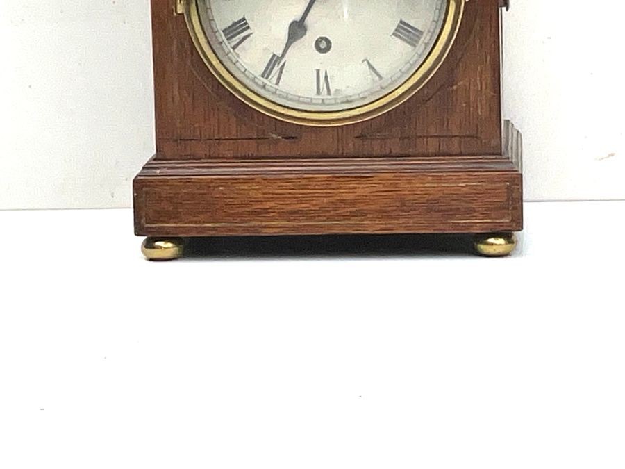Bracket Clock Oak With Brass Inlay