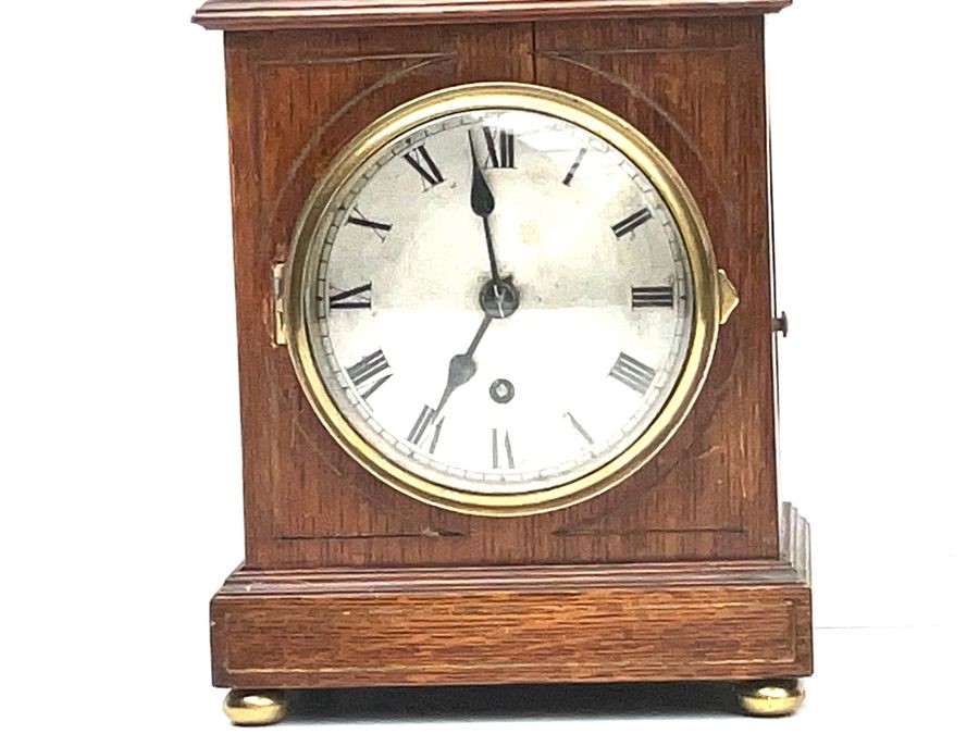 Bracket Clock Oak With Brass Inlay