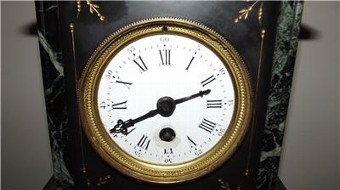 Mantle Clock Victorian Slate Decorate Cased