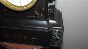 GOOD WORKING ORDER 8 DAY DURATION CASE IS OF SLATE CONSTRUCTION HAS THE ODD CHIP HERE AND THERE NOTHING SERIOUS NICE SMALL SIZE STANDS 9" HIGH 8" WIDE 5" DEEP WILL NEED NEW GLASS AS OLD ONE MISSING DIAL NOT PERFECT HAS THE USUAL CHIPPING AROUND THE KEY INSERTION HOLE PLEASE CONTACT US DIRECT FOR DELIVERY COLLECTION OPTIONS, WE SHIP WORLDWIDE ALSO NOTE WE GIVE GOOD RATES FOR DELIVERY TO HOLLAND SPAIN AND PORTUGAL ALSO NOTE BUYERS MUST PROVIDE CONTACT PHONE NUMBER FOR YOUR DELIVERY DATE TO BE CONFIRMED NOTE MOST HEAVY AND BULKY ITEMS WILL COST £65 FOR DELIVERING TO MAINLAND UK. ALSO PREFER TO BE PHONED ON FOR INQUIRIES ON ALL ASPECTS OF ITEMS WE HAVE FOR SALE. WE ACCEPT PAYPAL CHEQUE CREDIT DEBIT CARD BANK TRANSFERS AND PAYMENT ON COLLECTION PLEASE TAKE A LOOK AT OUR WEBSITE AND SEE THE REST OF OUR STOCK AS ADDING DAILY