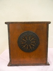 Mantle Clock Mahogany Cased Movement Mechanical 8 Day Strikes The Hours.