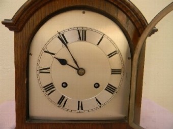 Bracket Clock Edwardian Oak Case German Movement Superb Working Condition.