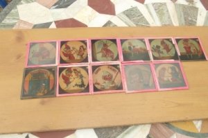 Punch & Judy Magic Lantern Hand Painted Victorian Rare Items 11 In Total