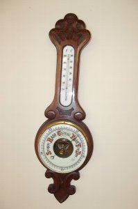 Barometer Thermometer Oak Cased Large Item--r1