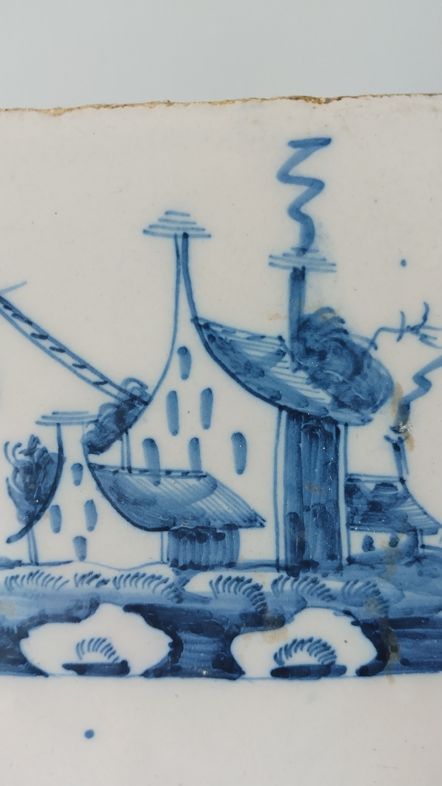 18th Century Delft Blue & White Tile - Large House