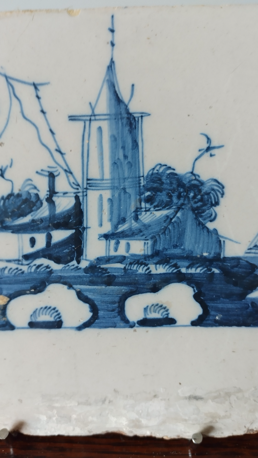18th Century Delft Blue & White Tile - Church