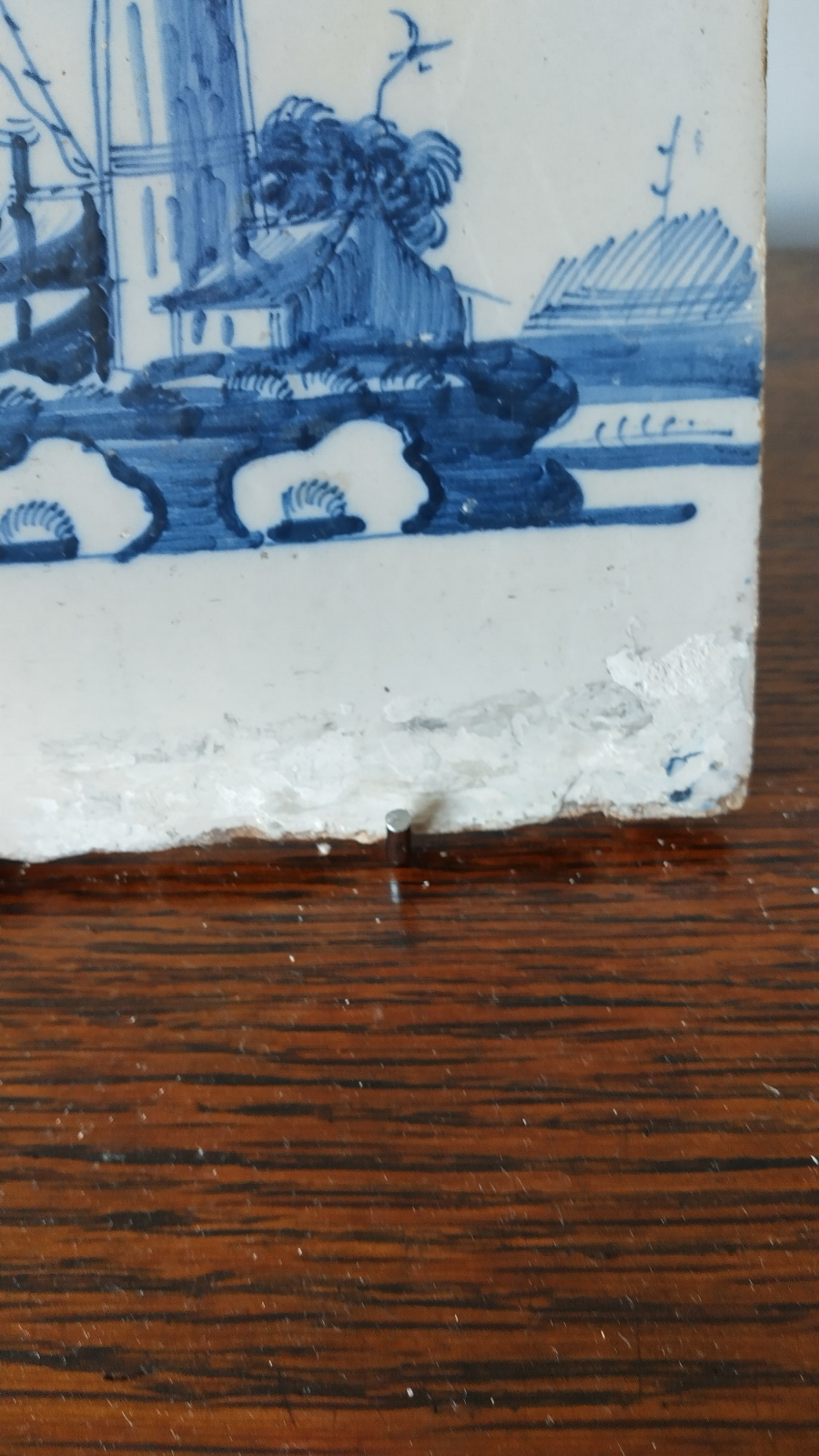 18th Century Delft Blue & White Tile - Church
