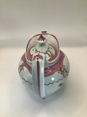 Superb New Hall Boat Shape Teapot In Pattern 173
