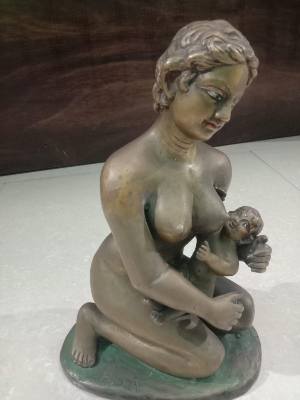 Mother Feeding Brass Statue