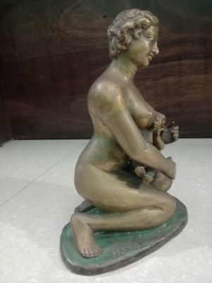 Mother Feeding Brass Statue