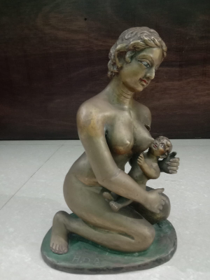 Mother Feeding Brass Statue