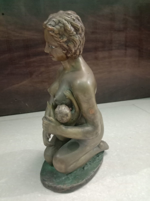 Mother Feeding Brass Statue