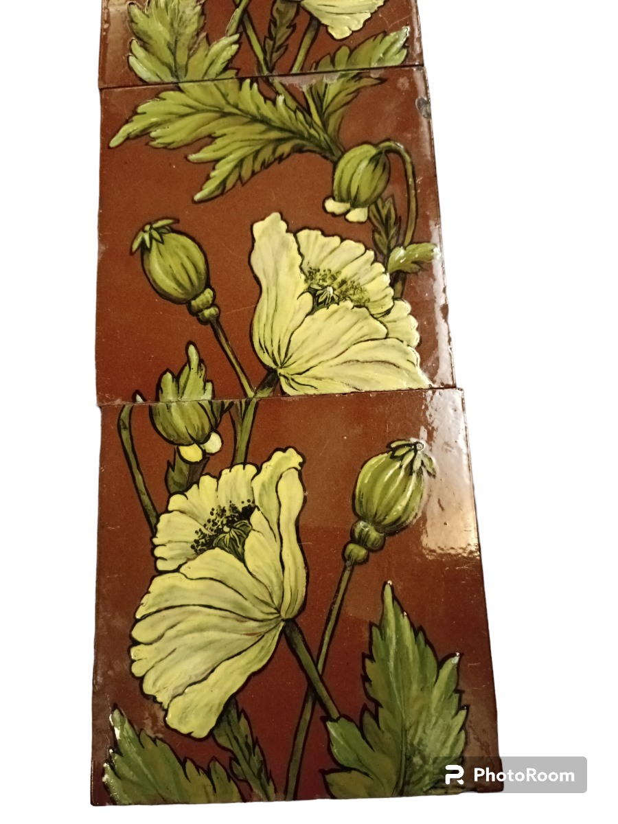 Discover our range of 19th century Minton Hollins & Co. Patent Tiles. Enrich your home with their vibrant floral designs. Shop now to add a touch of vintage elegance.