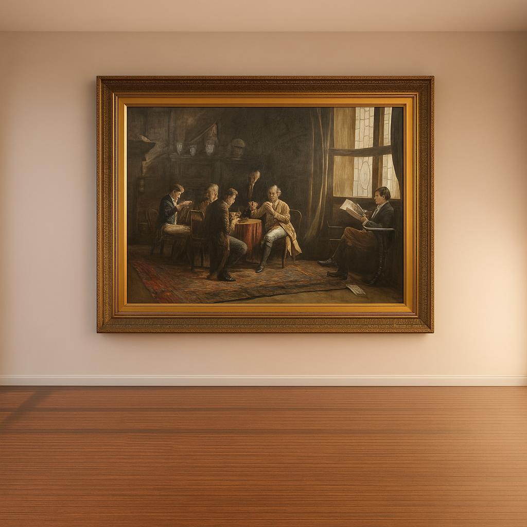 "The Last Hand" Large Oil Painting, 20th Century