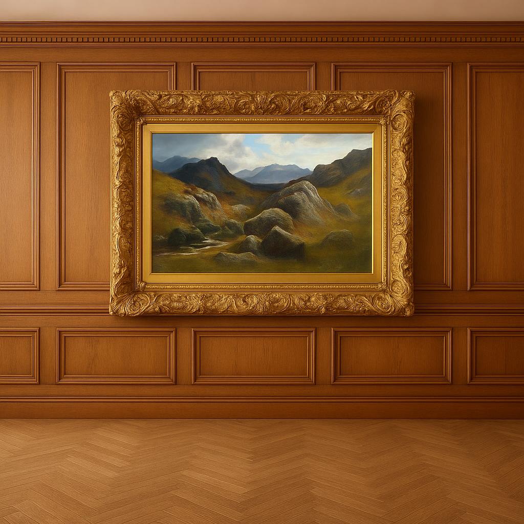 Mountain Scene In Scotland,19th Century Oil Painting By William Beattie