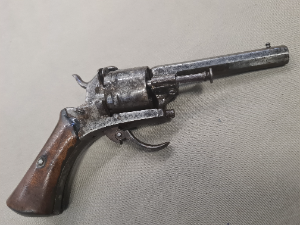 Discover unique 7mm Belgian pinfire revolvers in our collection. Though the mechanism doesn't work, its caliber is unbeatable. Shop today for absolute antique quality!