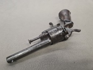 Discover unique 7mm Belgian pinfire revolvers in our collection. Though the mechanism doesn't work, its caliber is unbeatable. Shop today for absolute antique quality!