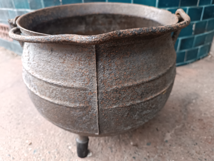 A  Medium Size Cast Iron Cauldron