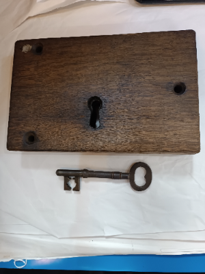A 19th C Wooden Door Lock And Original Key