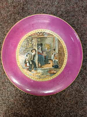 Discover our 19th century Prattware plate, "The Truant," designed by T. Webster, Fenton. Features a 24 cm diameter. Shop now in great condition!