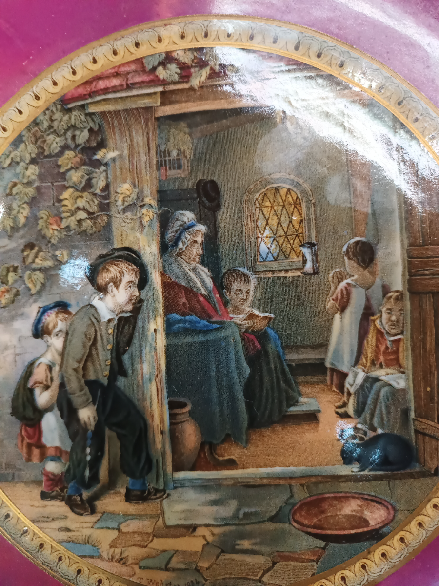 Discover our 19th century Prattware plate, "The Truant," designed by T. Webster, Fenton. Features a 24 cm diameter. Shop now in great condition!