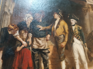 A 19th century Copy of Fred Roe painting " Bound for Trafalgar's Bay"; Nelson leaving Portsmouth for the victory 1805.  Oil on canvas, framed and inscribed on reverse.
Size 90 x 62 cms.