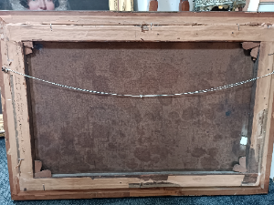 A 19th century Copy of Fred Roe painting " Bound for Trafalgar's Bay"; Nelson leaving Portsmouth for the victory 1805.  Oil on canvas, framed and inscribed on reverse.
Size 90 x 62 cms.