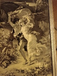 A 19th Century Woven Silk Black And White Picture