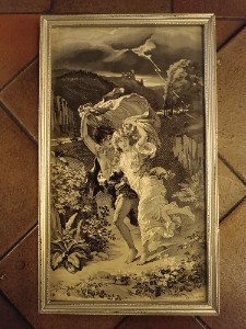 A 19th Century Woven Silk Black And White Picture
